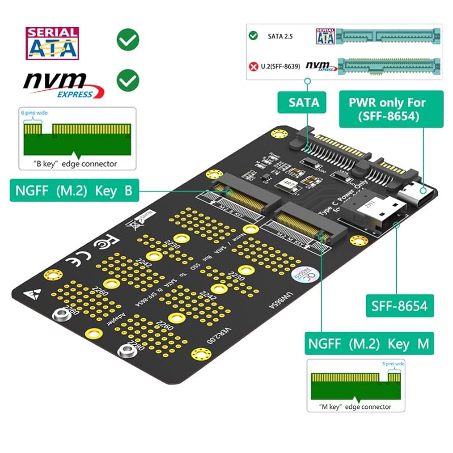 【sososo】SSD2つ Amazon.co.jp: AYASOSO高速2イン1 M.2 NVMe/SATA SSD - SFF-8654